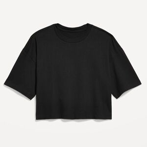 NWT Old Navy Black Vintage crew neck oversized Crop Tshirt top